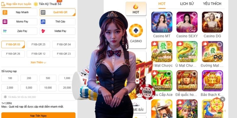 Người chơi chọn nạp tiền F168 nhanh chóng và an toàn